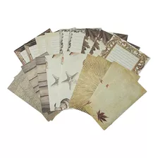 Kit Papéis De Carta Decorados Com 10 + Envelopes Vintage