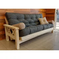 Futon 3 Cps Reforzado Pata 3x3+colchon Chenille Antidesgarro