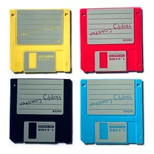 Pack De 4 Posavasos Tipo Diskette Silicona Goma De Colores