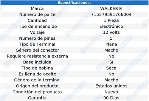Bobina Seca Gmc Caballero V6 3.3l 78-79 Walker Foto 6