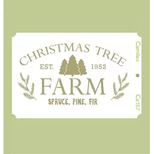 Plantilla Stencil Cast167 Christmas Tree Farm Navidad Camila