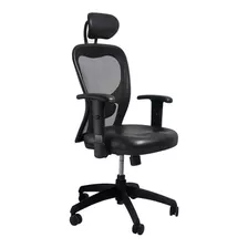 Silla De Escritorio Portantino Citiz Con Cabezal Ergonómica Negra Con Tapizado De Cuero Sintético