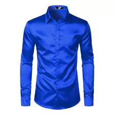 Camisas De Vestir Tipo Seda Para Hombre, Camisa Casual De Sa