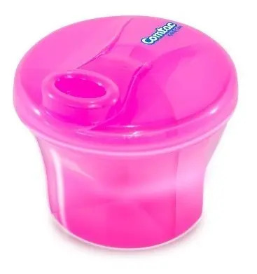 Pote Dosador De Leite Em Pó  E Porta Biscoitos Comtac Rosa