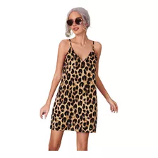 Vestido Tirantes Con Estampado De Leopardo Espalda Abierta