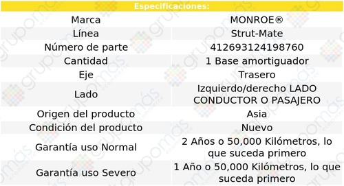 1 Base Amortiguador Izq/der Tra Strut-mate Expo Lrv 92-94 Foto 3