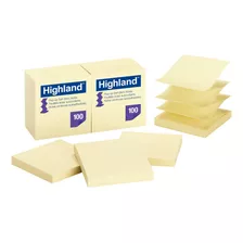 Highland Notas Adhesivas Emergentes, 3 X 3 Pulgadas, Amarill