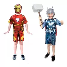 Fantasia Thor Com Martelo E Homem De Ferro Kit 2 Vingadores