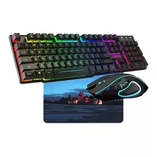 Chonchow Rgb Gaming Keyboard And Mouse Combo, Usb Wired Led 