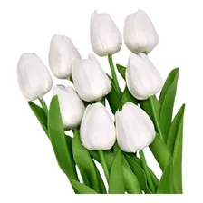 Buque De Tulipas Branco Real Com 10 Unidades Noiva Decoração