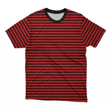 Camiseta Infantil Estampa Listrada Preto E Vermelho