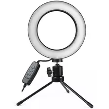 Iluminador Ring Light 6 Polegadas 16cm Usb Led Tripé Mesa Cor Da Estrutura Preto