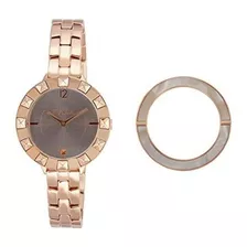 Club Woman's Quartz Rose Gold Tone Stainless Steel Bracelet 