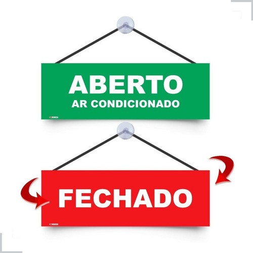 Placa Aberto Ar Condicionado/ Fechado Para Porta Com Ventosa