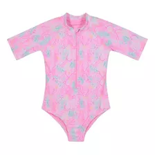 Traje De Baño Niña Entero Uv30+ H2o Wear Rosado M/corta