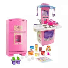 Kit Cozinha Fogão Geladeira Infantil Brinquedo Completa Chef