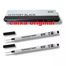 2 Refil Tinta Carga Preta Caneta Montblanc Rollerball Média