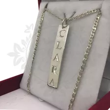 Conjunto Dije Medalla Plata 925 Con Nombre +cadena Plata 925