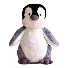 Pinguim De Pelúcia Grande- 70 Cm Cor Branco, Cinza E Preto