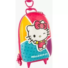 Mochila Escolar Hello Kitty 3d Rodinha Tripla Maxtoy Rosa Cor Rosa Escuro