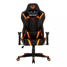 Silla De Escritorio Meetion Chr15 Mt-chr15 Gamer Ergonómica Negra Y Naranja Con Tapizado De Cuero Sintético