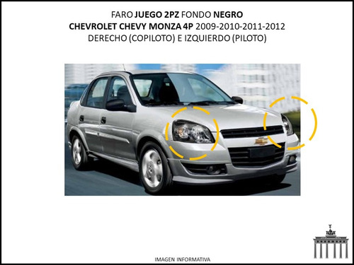 Faro Chevy 2009-2012 C3 Monza 4p Negro Juego 2pz Ctt Foto 4
