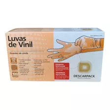 10 Cxs De Luva De Vinil S/talco - Descarpack. Tamanho M