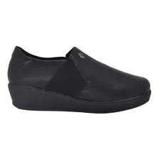 Sapato Tênis Casual Feminino Slip On Couro Aj0602 Preto