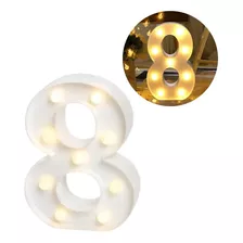 Luminária Led 3d Número 8 Branca/quente 22cm Decoração Festa