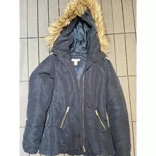 Campera H&m Azul Invierno Abrigada Mujer