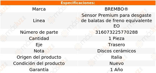 1.sensor Para Balatas Trasera Porsche 911 01/05 Brembo Foto 2