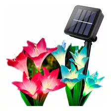 2 Lámpara Solar Flor Led Impermeable Jardín Exterior Móvil