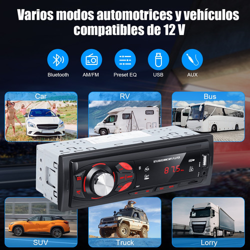 Autoestreos Reproductor 1din Con Mp3 Usb Y Bt/radio/fm/aux Foto 4