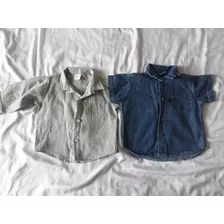 Lote X 2 Camisas Marca Voss Talle 12-18 Meses Jean Cuadrille