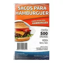 Saco Plástico Para Hambúrguer 500 Unidades 18 X 14 Cm