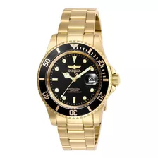 Reloj De Pulsera Invicta Pro Diver 26975 De Cuerpo Color Oro, Analógico, Para Hombre, Fondo Negro, Con Correa De Acero Inoxidable Color Oro, Agujas Color Blanco Y Oro, Dial Blanco Y Oro, Minutero/segu