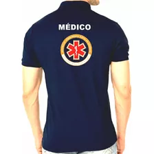 Camisa Polo Samu 192 Médico Bordado Peito Costas Manga