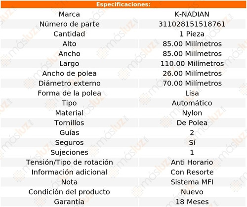 Tensor Accesorios Bmw 545i V8 4.4l 04/06 K-nadian Foto 3