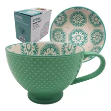 Tazon Jarro Mug Ceramica Decorada Caja Regalo Café Te