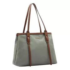 Bolsa Ombro Chenson Casual Bolsa De Ombro-sacola Tote De Microfibra Verde-musgo Alças De Cor Marrom