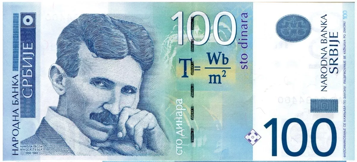 Billete De Serbia 100 De Dinares, Nikola Tesla, No Circulado
