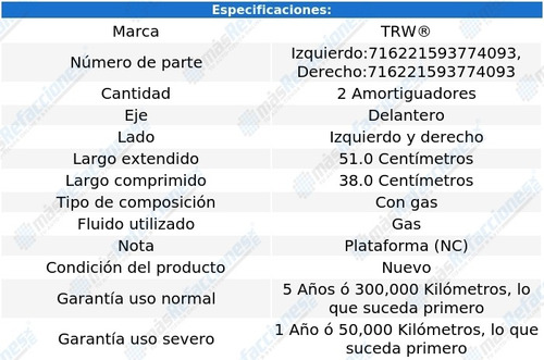 Par Amortiguadores Gas Delanteros Mazda Mx-5 Miata 06-08 Trw Foto 2