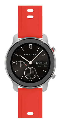Smartwatch Amazfit Fashion Gtr 1.2  Caja 42mm De  Aluminio  Coral Red, Malla  Red De  Silicona Y Bisel  Coral Red De  Cerámica De Zirconio A1910