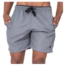 Shorts Masculino Liso Tactel Com Bolsos Bordado Elástico