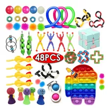 48 Peças Brinquedos Sensoriais Fidget Pop It Stress Relief F