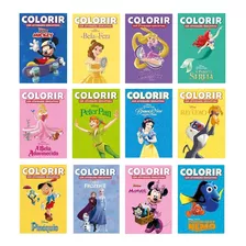 Coleção De 12 Livros Para Colorir Com Personagens Da Disney