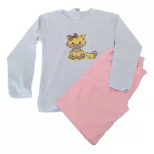 Pijama Juvenil Feminino Longo Estampados 100% Algodão