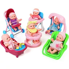 Click N Play Juego De 8 Mini De 5 Muñecas Baby Girl Con Acce