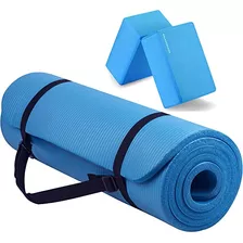 Colchoneta Multiusos Para Practicar Yoga Con Bloques - Azul