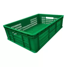 10 Caixas Plásticas Hortifruti Organizadora Frutas 60x40x17cm Cor Verde Liso